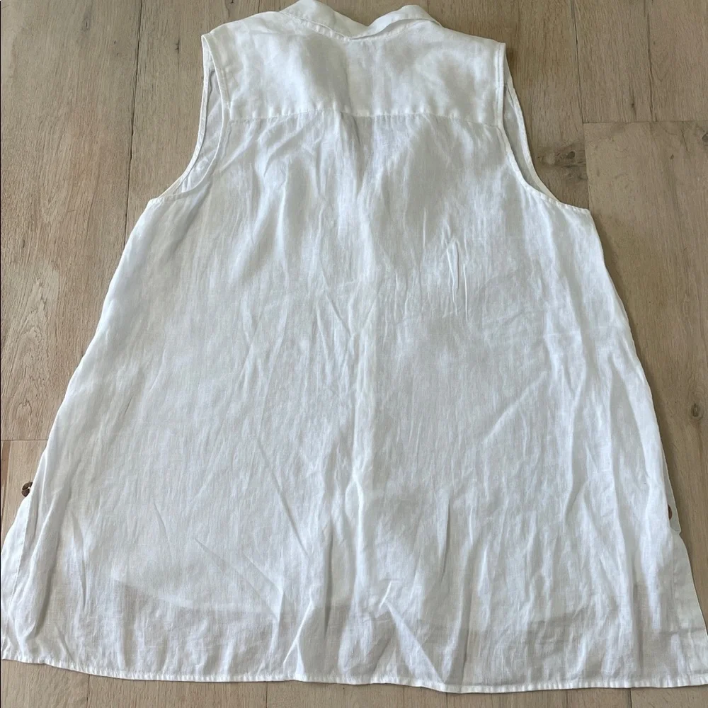 J.Jill Love Linen White Button Down Tunic Tank Size XL